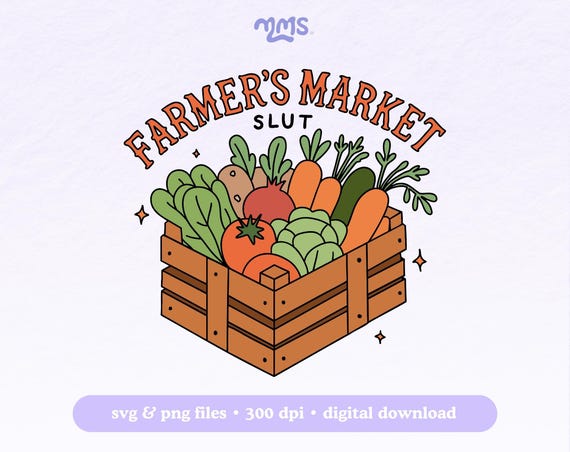 Farmers Market Png & Svg Cut File For Cricut, Gardening Svg File, Garden Vegetables Png, Cute Farmers Market Sublimation, Tote Bag Png