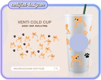 ⟡ Nahtlose Wrap ⟡ Sbux Cup ⟡ Wiederverwendbare ⟡ png ⟡ Dxf ⟡ SVG-Dateien für Cricut ⟡ Silhouette ⟡ Cameo ⟡ Download ⟡ Hund