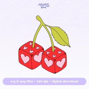 Cherry Dice Schneidedatei für Cricut, süß und trendig Valentinstag Png für Aufkleber, Lesezeichen, Shirts, Libbey Tassen & motel Schlüsselanhänger