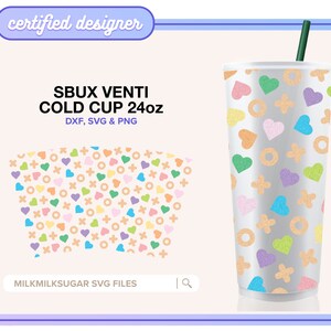 LUCKY SHARMS Svg voor 24oz Venti Cold Cup geen gat, Cricut & silhouet, magische marshmallows Svg, Lucky Svg, granen Svg, St. Patricks Day Svg