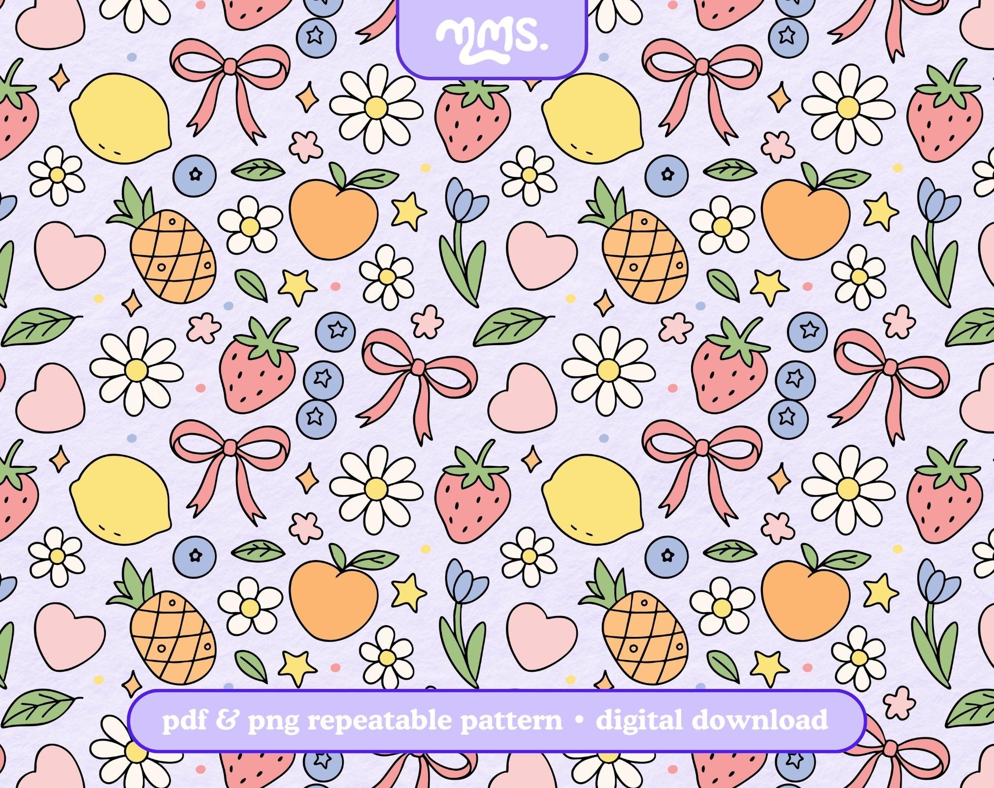 Summer Fruit Pattern File For Sublimation or Printing, Seamless Fruit Design, Strawberry Pattern Png, Tropical Sublimation Png Pattern