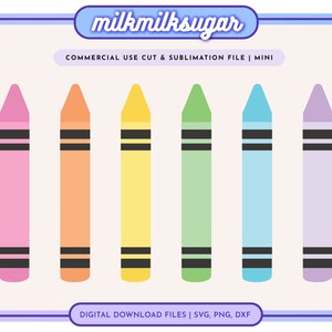 CRAYONS SVG Cut File For Cricut or Silhouette, Svg Png & Dxf Cut Files, Crayon Clipart, Crayon Set Svg, Teacher Svg, Pastel Crayon Bundle