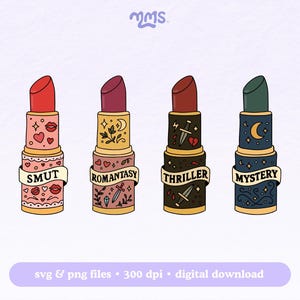 Boek Tropes Svg Cut-bestand voor Cricut, Booktok, Bookish Png voor Kindle-stickers, bladwijzers, shirts, Libbey-bekers en sleutelhangers | Lippenstift
