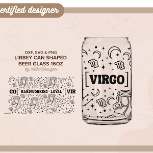 MAAGD | astrologie, sterrenbeeld svg libbey 16oz bierblikje glas svg knippen wrap-bestand, svg wrap-bestanden voor cricut, inclusief png, svg en dxf