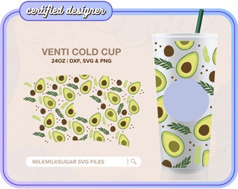 Avocado ⟡ summer svg ⟡ Sbux venti cup wrap png dxf ⟡ svg files for cricut ⟡ silhouette ⟡ download ⟡