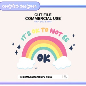 Arquivo de Corte SVG de CITAÇÃO Cricut & Silhouette, Svg Inspiracional, Svg de Citação Motivacional, Svg de Xícara de Café, Svg de Saúde Mental | Tudo Bem Não Estar Bem