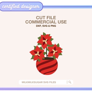 POINSETTIA PFLANZEN Plotterdatei für Cricut oder Silhouette, Poinsettia Sublimationsdesign, Weihnachtsblumen svg, Weihnachtspflanzen svg File
