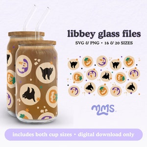 CIASTECZKA CUKROWE HALLOWEEN Svg Wrap dla Libbey 16oz, 20oz puszka szklana Wrap, słodkie opakowanie na Halloween, ciasteczka świąteczne Svg, ciasteczka na Halloween Svg