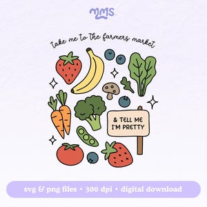 Archivo de corte PNG y SVG de mercado de agricultores para Cricut, archivo SVG de jardinería, verduras de jardín (en formato PNG), sublimación de mercado de agricultores, bolsa de mano (en formato PNG)