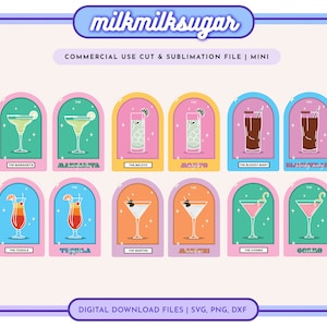 TAROT KARTE SVG Schnitt Datei für Cricut & Silhouette, süße Cocktail zwart, Cocktail Poster Zeichen zwart, Retro Getränk Zeichen, Alkohol Zeichen | Die Alkohol Tarots