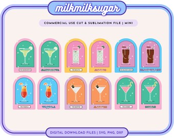TAROT CARD SVG Cut File For Cricut & Silhouette, Cute Cocktail Svg, Cocktail Poster Svg, Retro Drink Svg, Alcohol Svgs  | The Alcohol Tarots