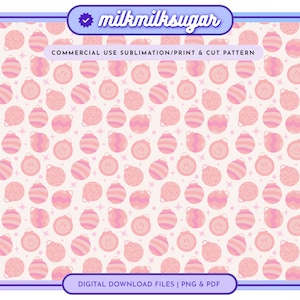 PINK CHRISTMAS PATTERN File For Sublimation or Printing, Seamless Design, Digital Paper, Retro Christmas Pattern, Pastel Christmas Ornaments