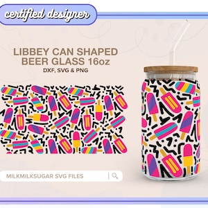 POPSICLE SVG For Libbey 16oz Can Glass, Summer Wrap Svg, Retro and Groovy Svg, Cricut Cut Files Including Dxf, Png & Svg | Popsicle Party
