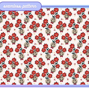LEBKUCHEN Muster-Datei für Cricut oder Silhouette, nahtloses Weihnachtsdesign, Lebkuchen Sublimation, Poinsettia | Lebkuchen Übertopf