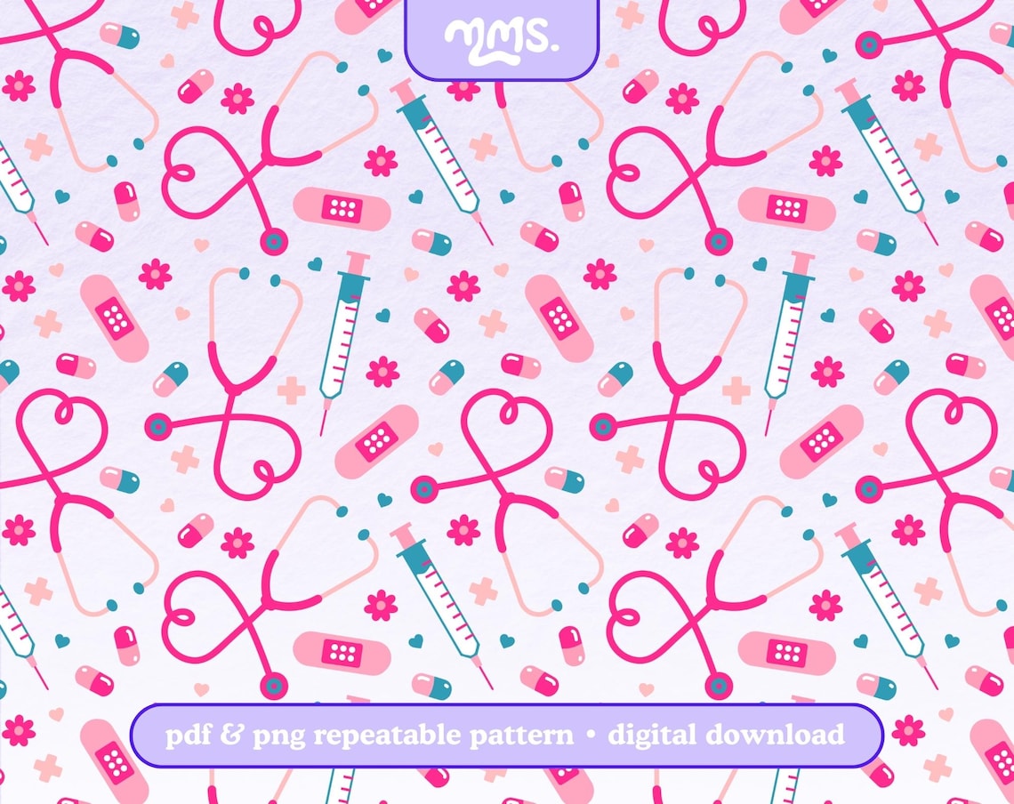 Nurse Pattern Nurse Pattern File for Sublimation or Printing, Seamless Design ...
