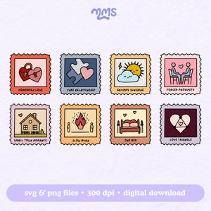 Boek Trope Stamps Svg Cut-bestand voor Cricut, Romance Booktok, Bookish Quotes Png voor stickers, bladwijzers, shirts, Libbey-bekers en sleutelhangers