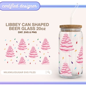VINTAGE KERAMIKBAUM Svg Wrap für Libbey 20oz Dosenglas, Weihnachtslichter geschnittene Datei für Cricut, Retro Weihnachten, Weihnachtsbaum svg