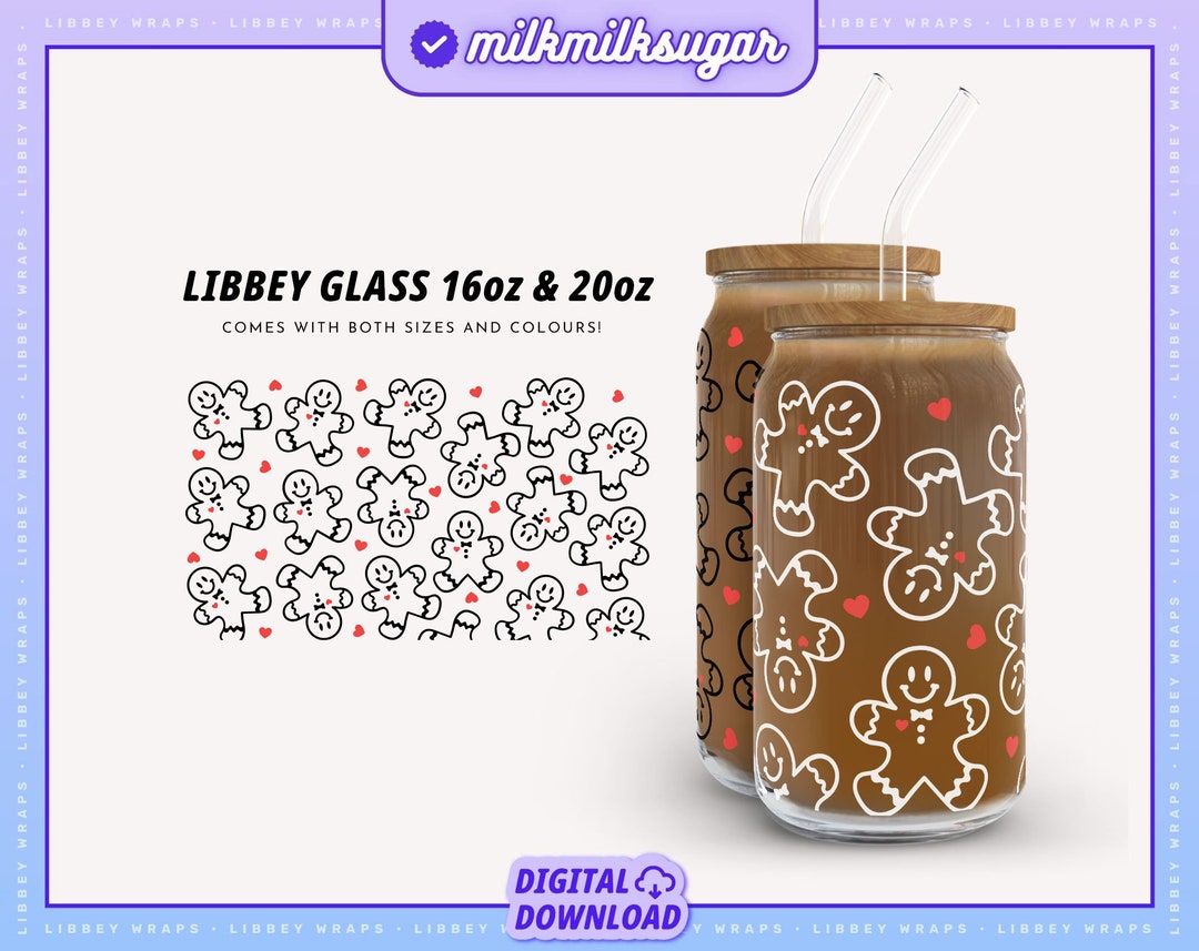 Gingerbread Libbey 16oz & 20oz Can Glass Wrap, Cute Christmas Svg ...