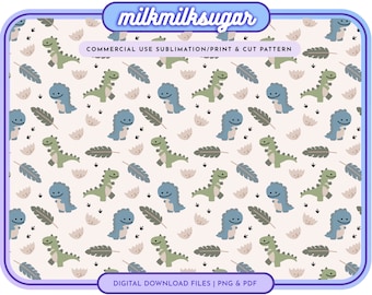 CUTE DINOSAUR PATTERN File For Sublimation or Printing, Seamless Dinosaur Design, Baby Dinosaur Print, Cute Dino Trex | Doting Dinosaurs