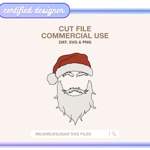SANTA FACE SVG Cut File For Cricut or Silhouette, Santa Face Sublimation, Santa Claus Svg, Santa Face Clipart, Santa Head Svg