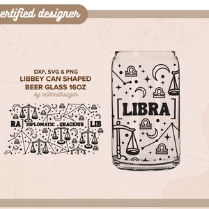 WEEGSCHAAL | astrologie, sterrenbeeld svg libbey 16oz bierblikje glas svg knippen wrap-bestand, svg wrap-bestanden voor cricut, inclusief png, svg en dxf