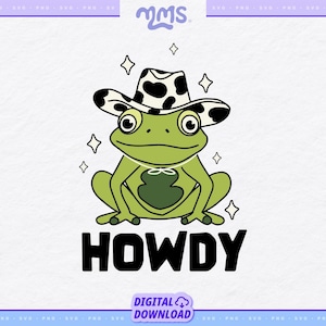 NIEDLICHER COWBOY FROSCH geschnitten Datei für Cricut und Silhouette, niedlicher Frosch SVG, Frosch Clipart, trendige SVG für Shirts, Frosch Png-Datei, Frosch Cowboy Hut