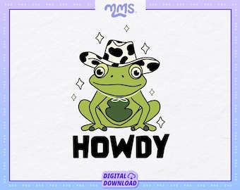NIEDLICHER COWBOY FROSCH geschnitten Datei für Cricut und Silhouette, niedlicher Frosch SVG, Frosch Clipart, trendige SVG für Shirts, Frosch Png-Datei, Frosch Cowboy Hut