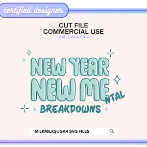 Fichier de coupe SVG NOUVEL AN pour Cricut ou Silhouette, Clipart boule disco, Svg citation drôle, maladie mentale, fichier de coupe Nye, sublimation disco