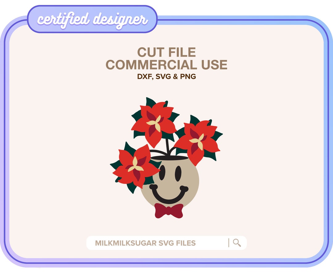GINGERBREAD SVG Cut File for Cricut or Silhouette, Poinsettia Svg