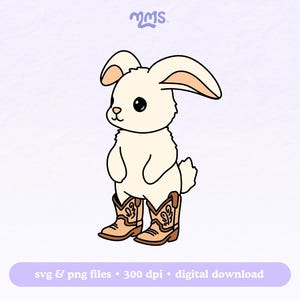 Fichier découpé Svg lapin de Pâques pour Cricut, Svg Pâques mignon, clipart cow-boy pour autocollants, signets, chemises, tasses Libbey et porte-clés | Yeehawp