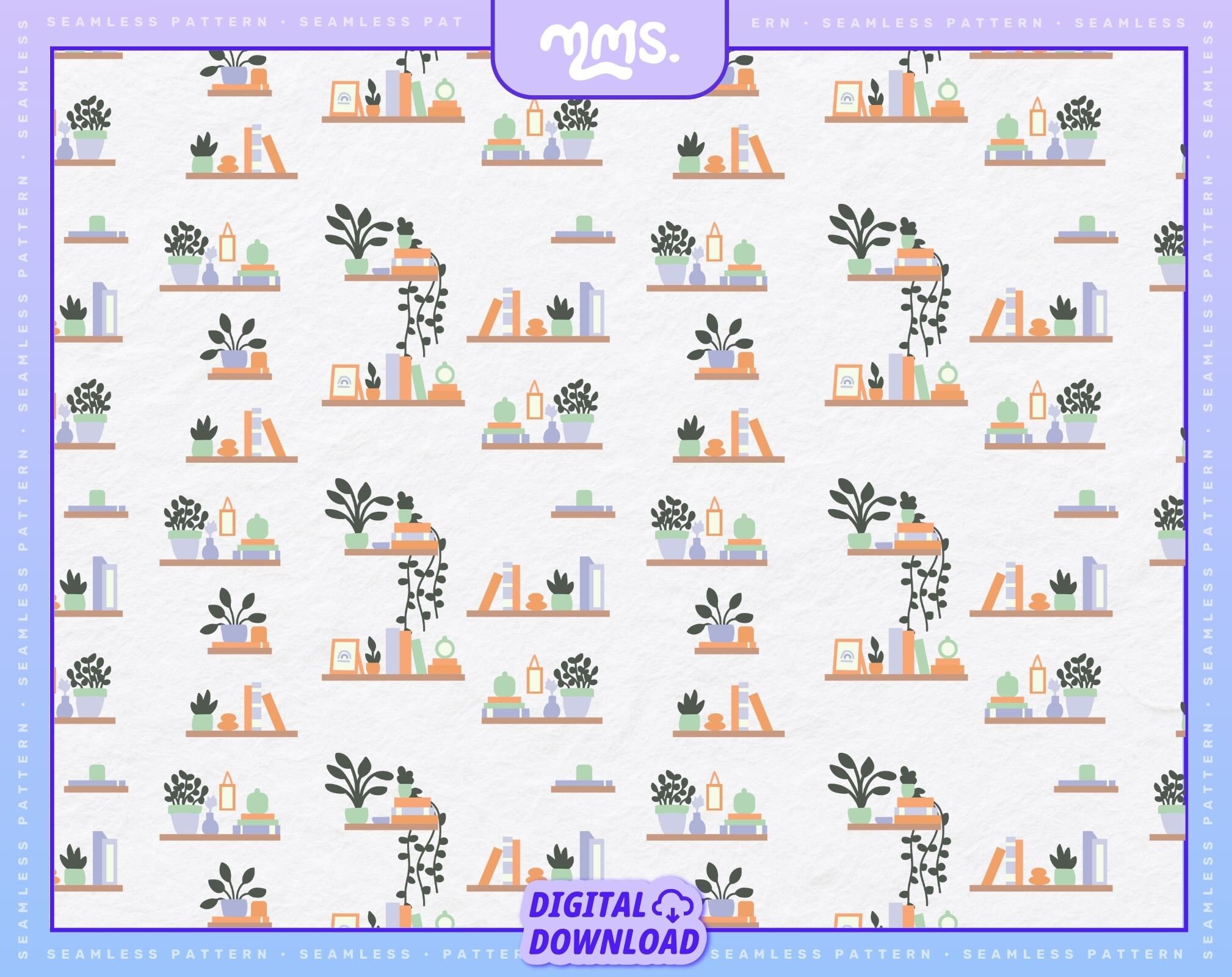 Book Pattern File For Sublimation or Printing, Seamless Digital Paper, Bookish Pattern, Book Shelf Design, Booktok Pattern File | Shelfie