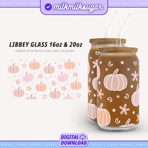 PASTEL PUMPKINS SVG For Libbey 16oz & 20oz Can Glass, Retro Halloween Svg, Cute Halloween Svg Pattern, Cricut Cut File Including Png Svg