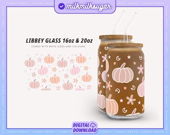 PASTEL PUMPKINS SVG For Libbey 16oz & 20oz Can Glass, Retro Halloween Svg, Cute Halloween Svg Pattern, Cricut Cut File Including Png Svg