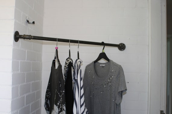 Corner Pipe Clothes Rail Industrial Steampunk Steel Hanger Etsy