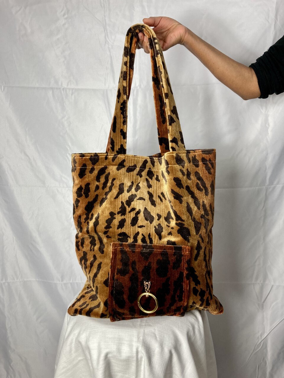 One off leopard print bag in heavy duty fabric.