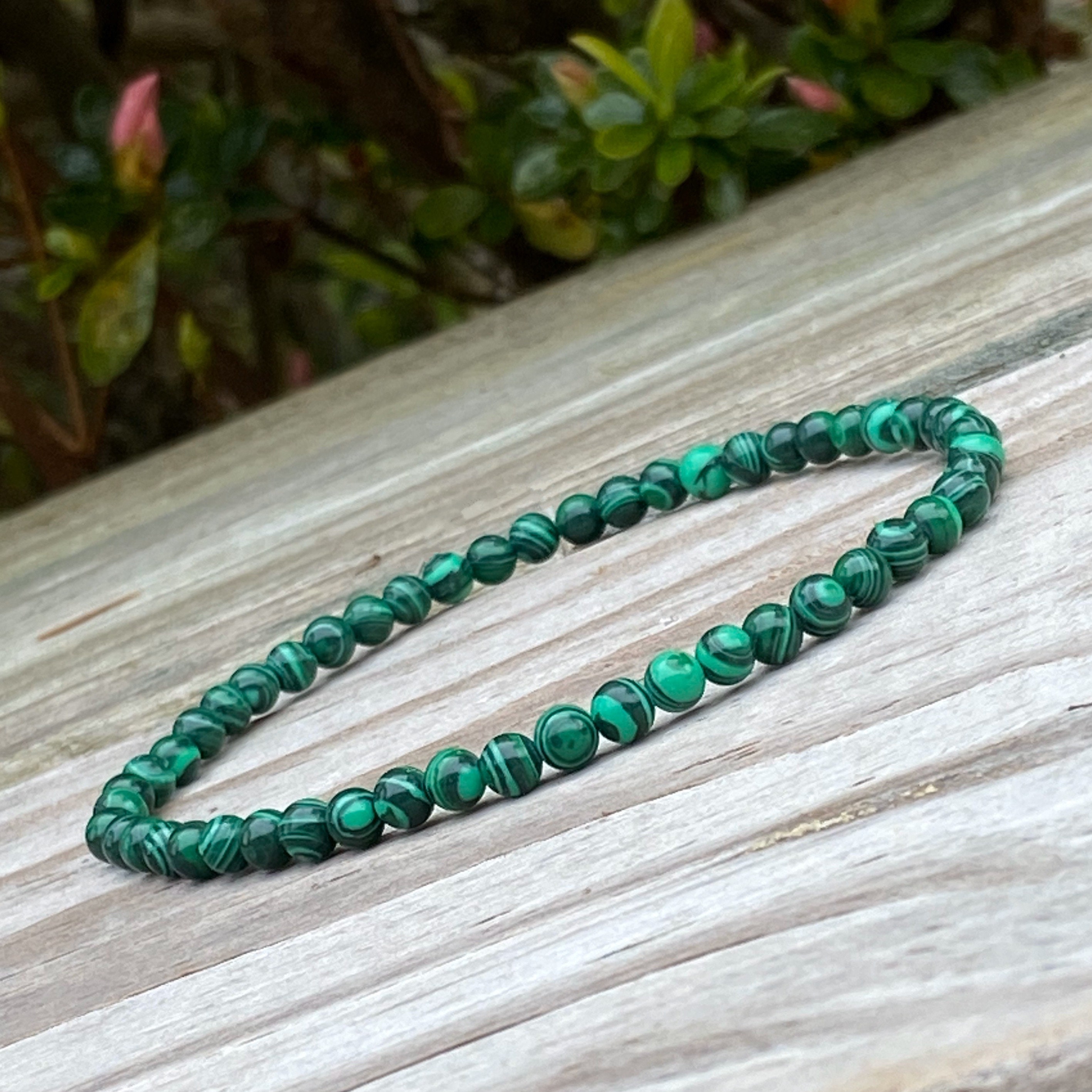 Malachite Bracelet. 4mm Slim Bracelet Healing Bracelet. Etsy