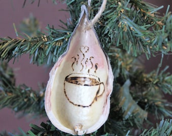 Natural Milkweed Christmas Ornament, Cup of Coffee Christmas Ornament, Cup of Cocoa Christmas Ornament