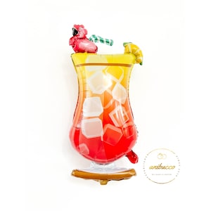 Tropical Cocktail Tiki Bachelorette Balloon,Tequila Sunrise Bachelorette Party Decorations,Lets Flamingo,Beach Party,Final Fiesta Bride