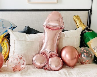 Rose Gold Jumbo Naughty Balloon 40”,Bachelorette Party,Rose All Day Decor,Girls Night,Bridal Shower,Naughty Bach Supplies, Party Decorations