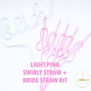 Pastel Pink Swirly Coquette Bachelorette Party Favors, Disco Bride Straw, In My Bride Era Bachelorette Party, Bikini Bachelorette Straws Set