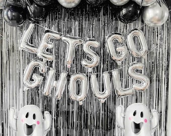 Let’s Go Ghouls Halloween Party Banner, Ghost Balloon Garland, Spooky Birthday Decor, Witch Theme Decorations, October Party Supplies