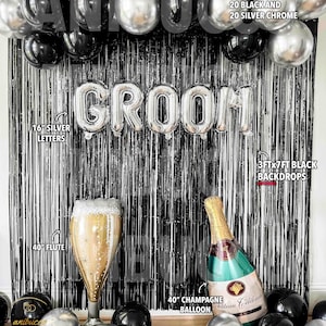 Groom Balloon Garland-Black & Silver, Bachelor Party Decor, Bachelor Balloon, Bachelor Party Favors, Gay Bachelor Party, Brews Before I Dos