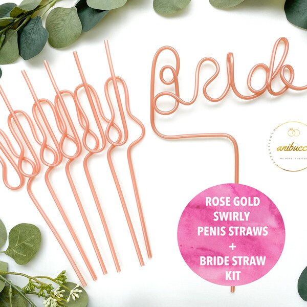 Rose Gold Bachelorette Party Supply Straws Bride Straw Party Supplies Bachelorette Party Favors Bachelorette Decorations Reusable Bach Straw