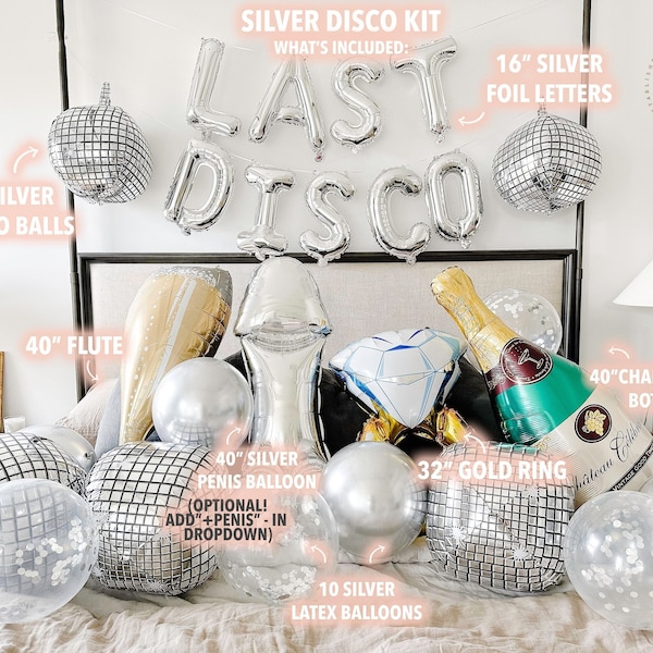 Silver Last Disco 16 inch Foil Letters Last Disco Bride Dazed and Engaged Bachelorette Party Decorations Retro Bride Bach to 70s 80s Party