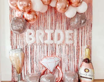 Mini Bride Garland Rose Gold and Matte White Balloons Arch Kit Bride To Be Bachelorette Party Decorations Bridal Shower Decor Photo Backdrop