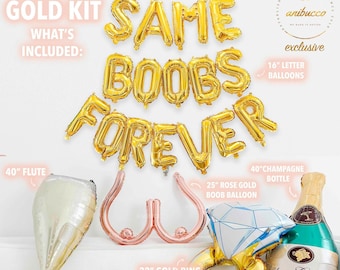 Same Boobies Forever Bachelorette Party Jumbo Gold Balloons LGBT Bachelorette Party Favors Supplies Decorations Bachelor Banner Party Decor