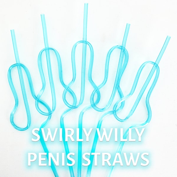 Blue Swirly Willy Penis Straws Party Supplies Bachelorette Party Favor Silly Bach Bash Party Decorations Bridal Wedding Shower Drinking Game