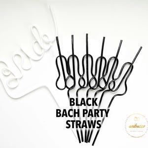 Pastel Pink Swirly Coquette Bachelorette Party Favors, Disco Bride Straw, In My Bride Era Bachelorette Party, Bikini Bachelorette Straws Set Black