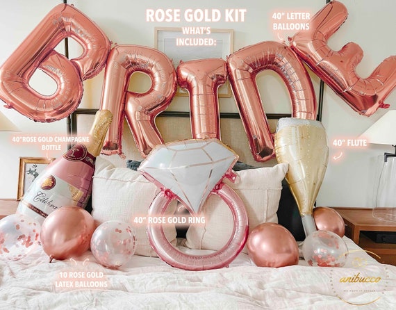 Rose Gold BRIDE Balloons,Bachelorette Party, Bride to Be, Pearls and Prosecco, Glitz & Glam, Bridal Shower Decor, Wedding Party Balloons