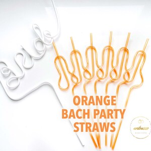 Pastel Pink Swirly Coquette Bachelorette Party Favors, Disco Bride Straw, In My Bride Era Bachelorette Party, Bikini Bachelorette Straws Set Orange